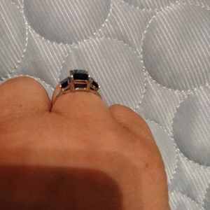 Sterling silver sapphire 3 stone ring
